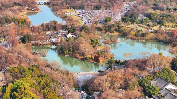 航拍瘦西湖风景区大明寺观音山园林寺庙