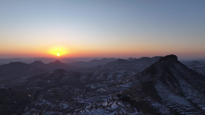 航拍 山东 临沂 岱崮地貌 沂蒙山 日出