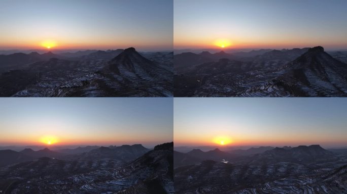 航拍 山东 临沂 岱崮地貌 沂蒙山 日出