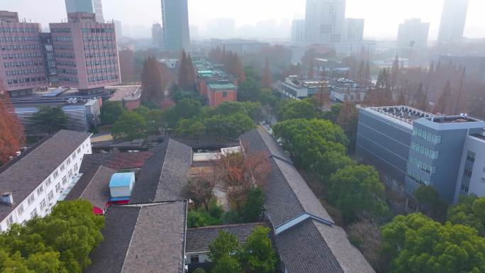 上海杨浦区同济大学本部航拍校园风景风光