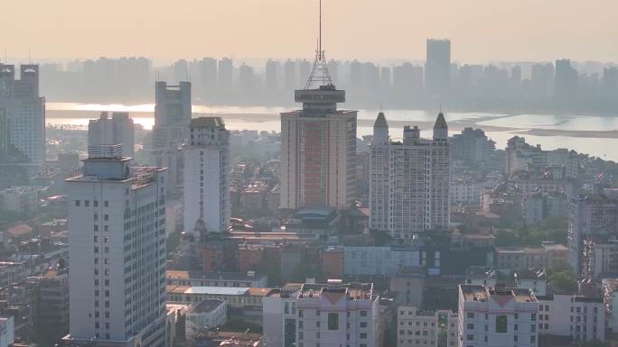 江西南昌东湖区航拍城市风景风光高楼大厦摩