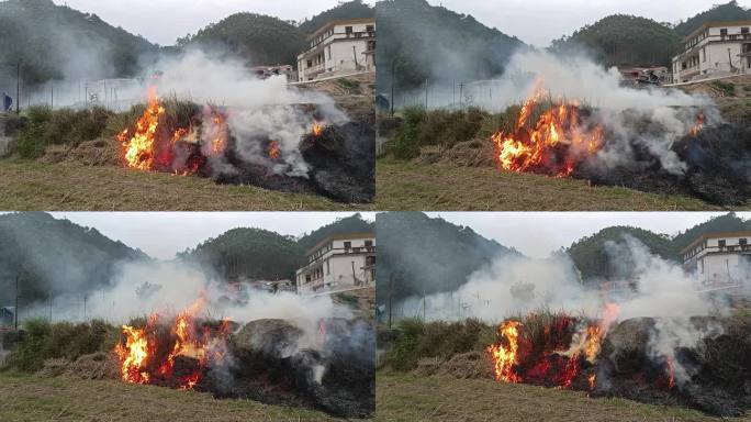 烟火春耕农民种地田间劳动田野烟火刀耕火种