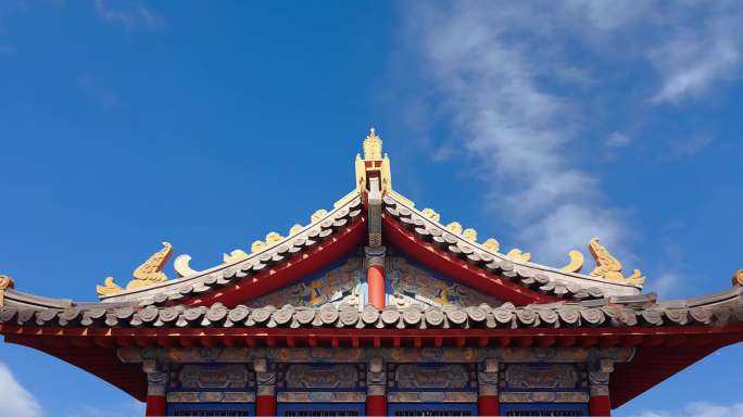 8K北京西藏古代建筑蓝天少数民族舞蹈背景