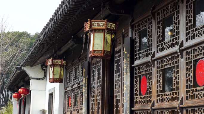 江南中式古典园林南京愚园庭院屋檐雨滴水滴