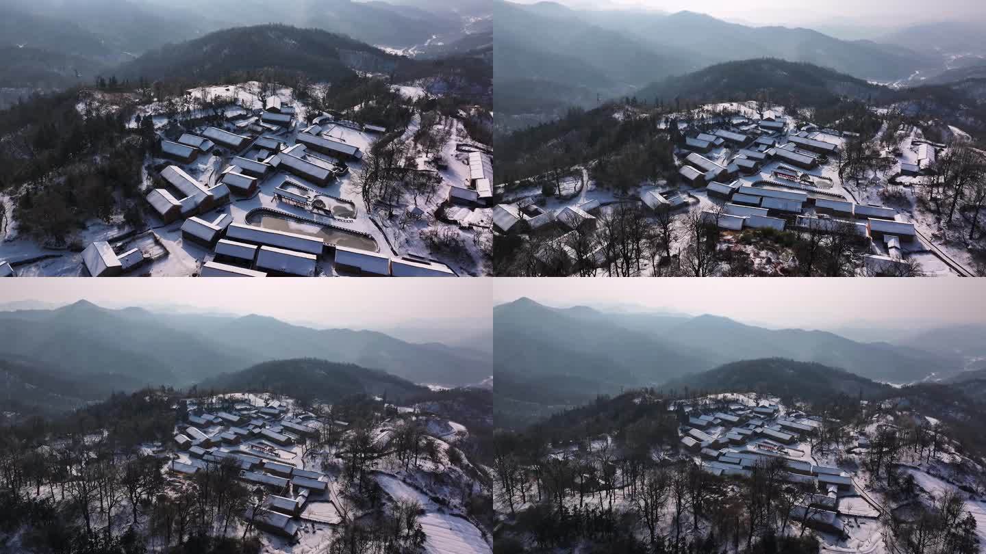 4K河南新县韩山古村冬季雪景航拍【合集】