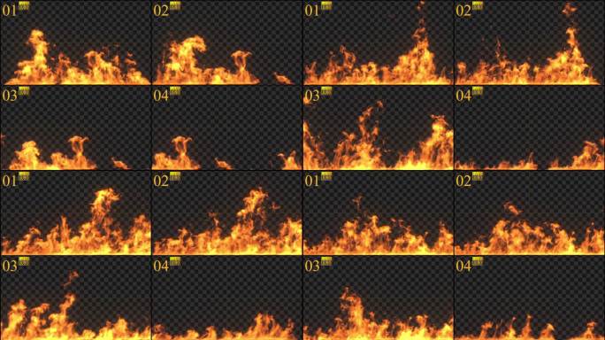 4款写实火焰素材【带通道】【10秒】