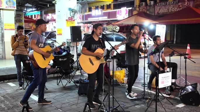 马来西亚怡保街头艺人乐队演唱4k