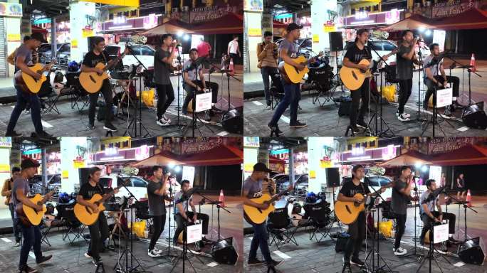 马来西亚怡保街头艺人乐队演唱4k
