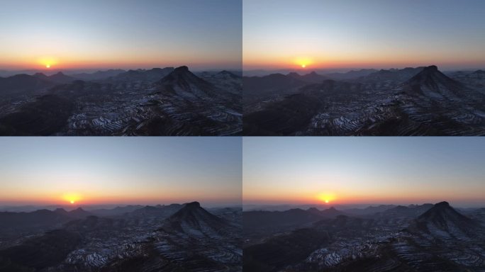 航拍 山东 临沂 岱崮地貌 沂蒙山 日出