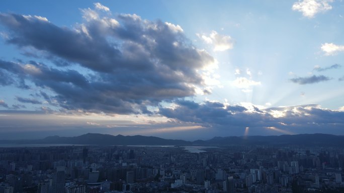 昆明城市天空航拍视频空镜