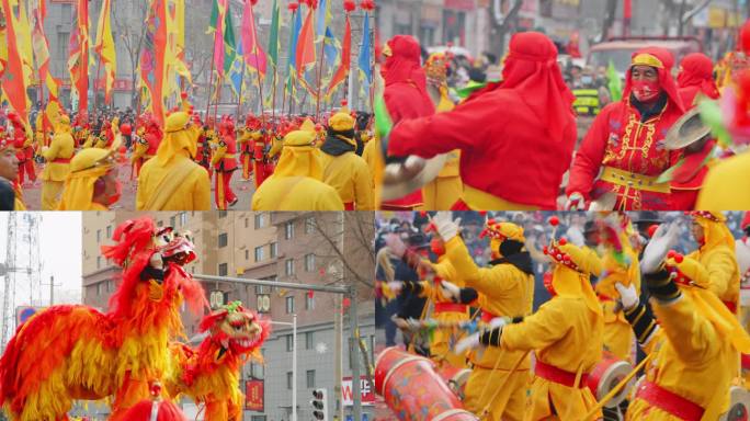 春节元宵节社火秧歌高跷舞狮传统文化