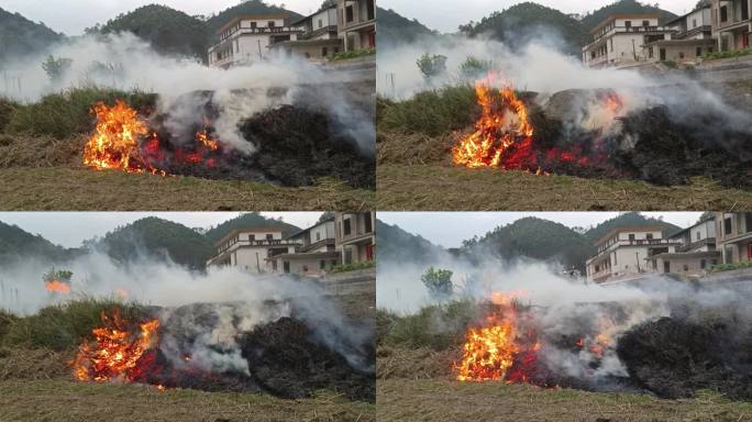 烟火春耕农民种地田间劳动田野烟火刀耕火种