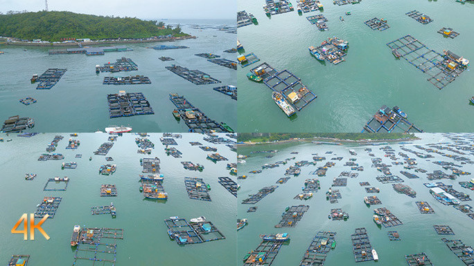 航拍合集 海上养鱼场 大型渔业饲养基地