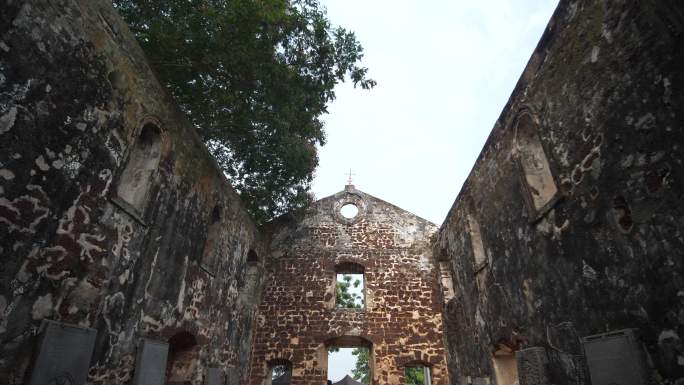 东南亚马来西亚马六甲圣保罗教堂遗址文物