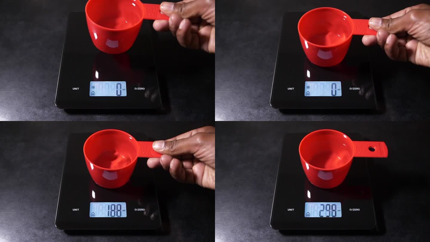 厨房食品秤LCD显示一杯水为250毫升