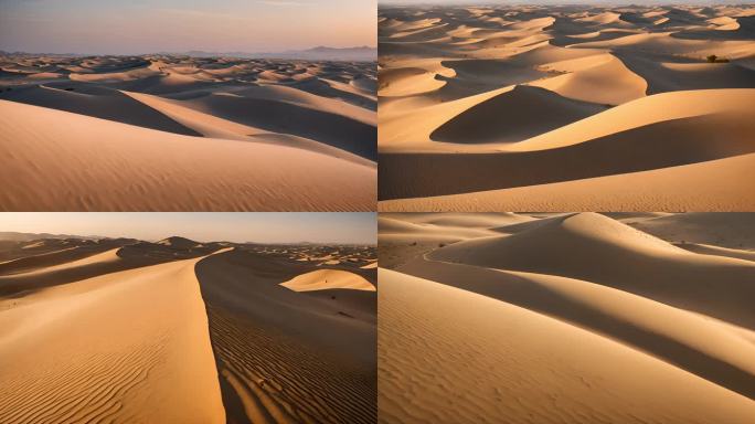 斜阳下各角度沙漠画面视频素材