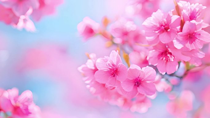 桃花盛开春意盎然粉白色的花瓣随风轻舞2