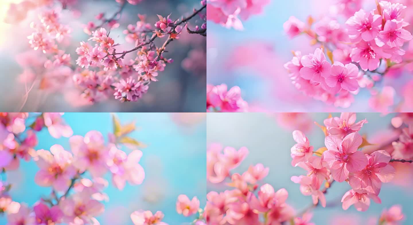 桃花盛开春意盎然粉白色的花瓣随风轻舞2