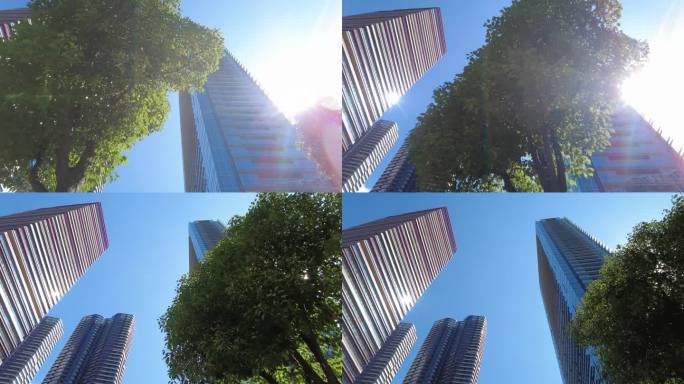 城市的高楼大厦特写镜头