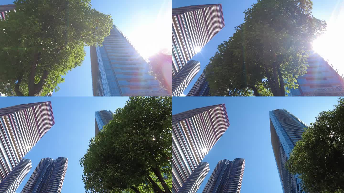 城市的高楼大厦特写镜头