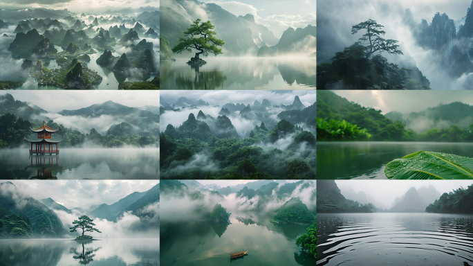 天青色等烟雨，中国风意境山水风景