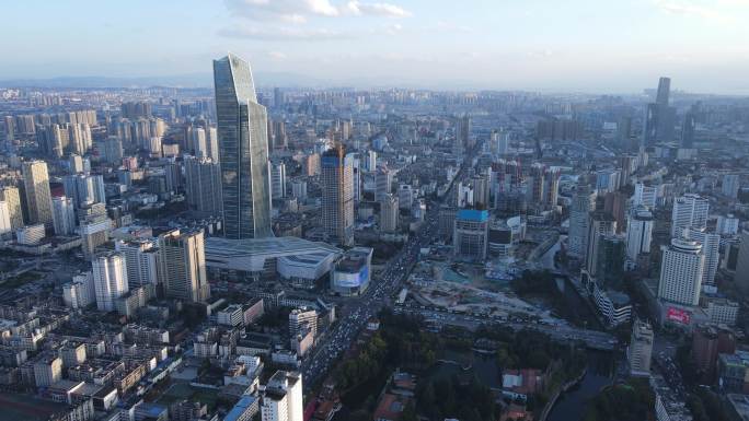 昆明城市天空航拍视频空镜