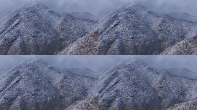 陕西西安秦岭山脉多云云海大气雪景雾凇江山