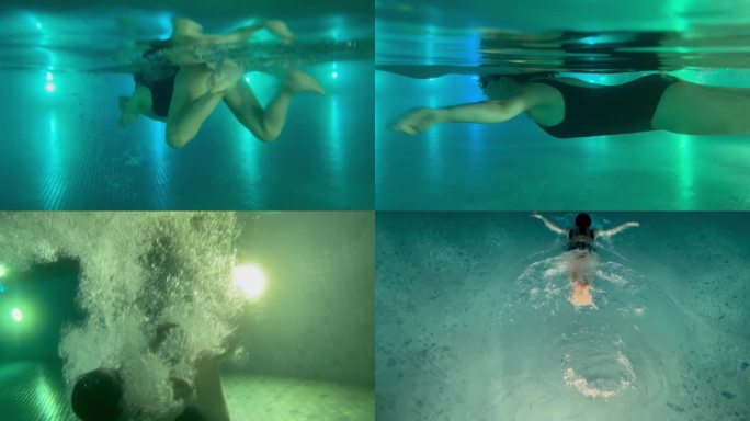 不同类型的水下游泳动态视频