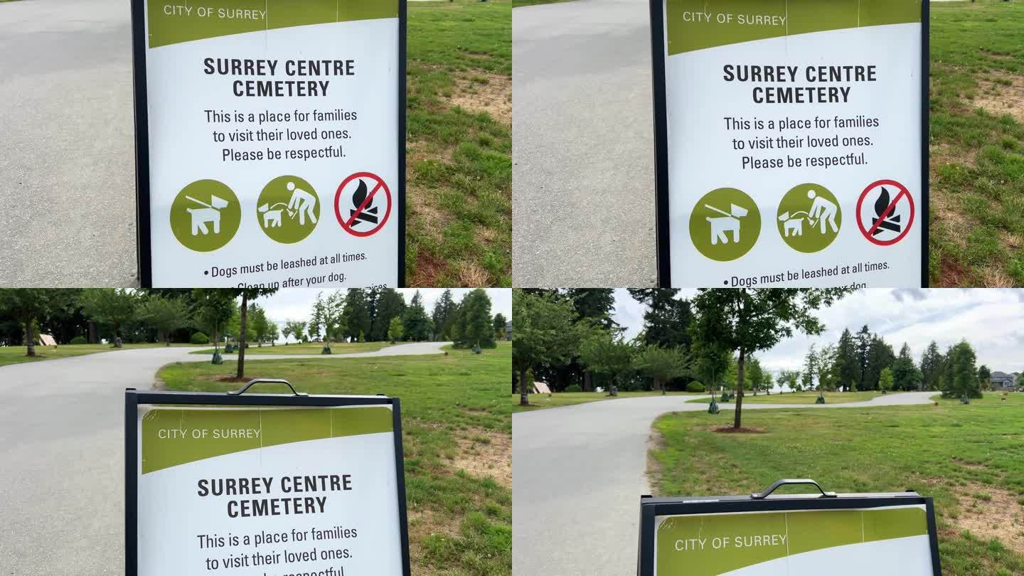 萨里市中央公墓清洁草坪刻字邀请走坟墓路沥青草加拿大温哥华萨里2023