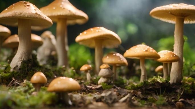 蘑菇 深林里的蘑菇带露珠合集