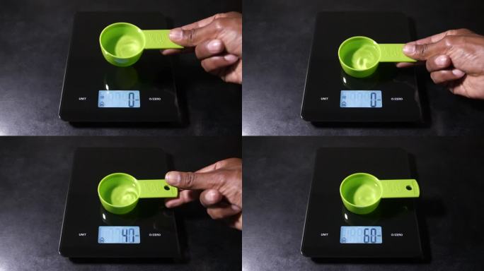 厨房食品秤LCD显示四分之一杯水为60毫升
