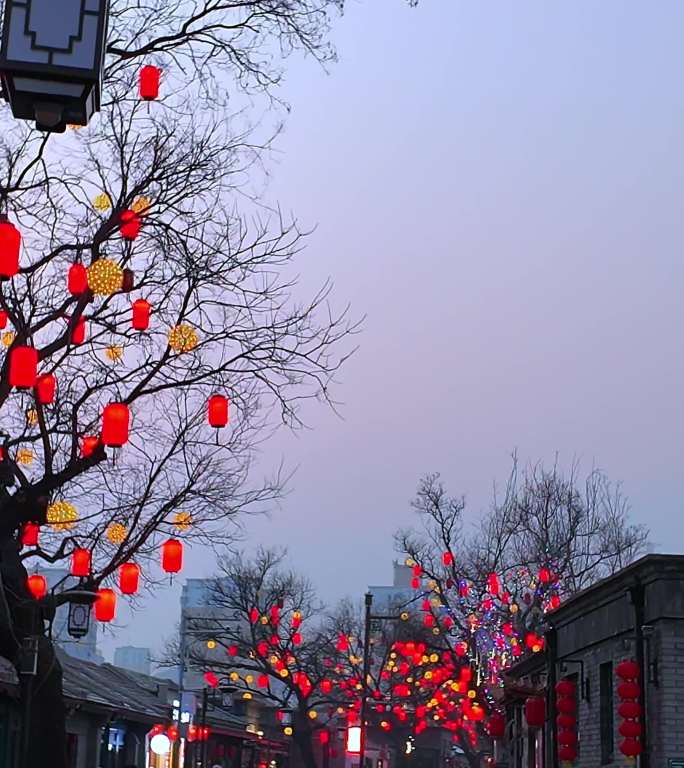 北京胡同新年红灯笼