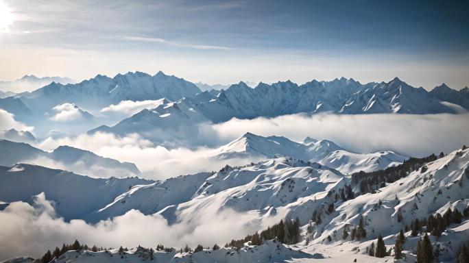 山雪山山峰山脉意境风景