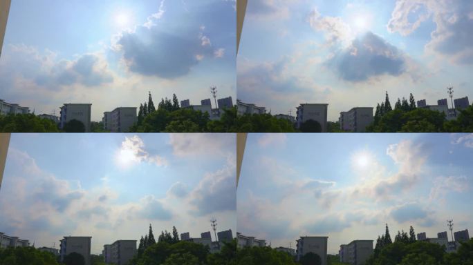 夏日蓝天云朵延时摄影风云变幻建筑略低