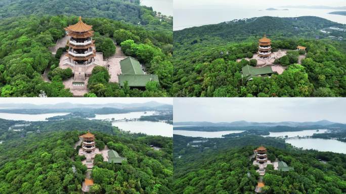 无锡太湖鼋头渚风景区舒天阁航拍