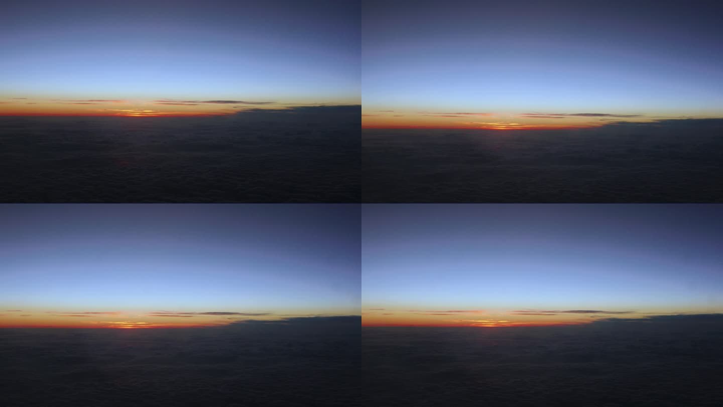 看飞机窗外的落日云海太阳下山