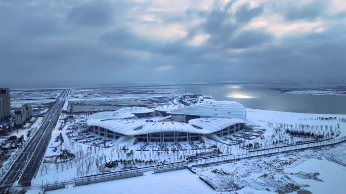 青岛胶州上合之珠博览中心雪景