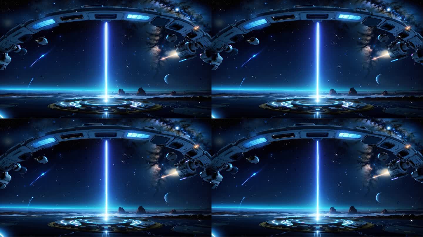 4K科幻魔幻太空星空银河外星能量基地背景