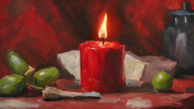 彩色油画风格蜡烛烛火