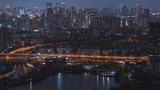 4k成都东湖公园蓝调夜景