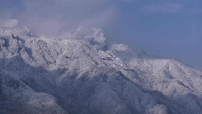 陕西西安秦岭山脉地标云海雪景航拍夕阳自然