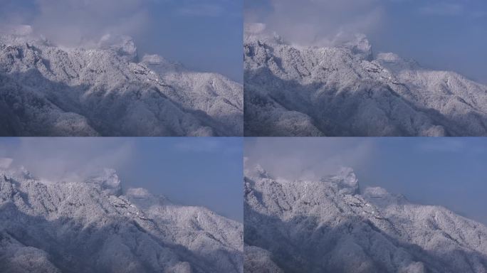 陕西西安秦岭山脉地标云海雪景航拍夕阳自然