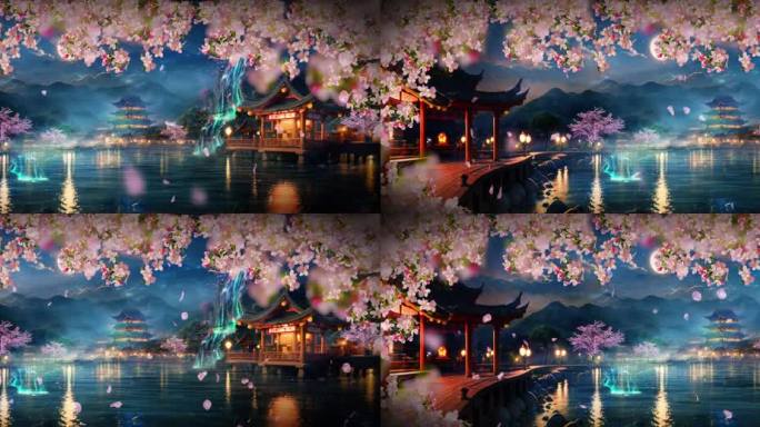 中国风大气唯美夜景视频背景