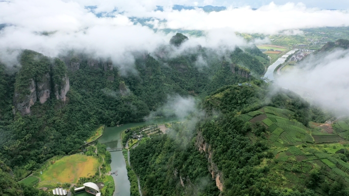 雨天航拍云海茶山多景别