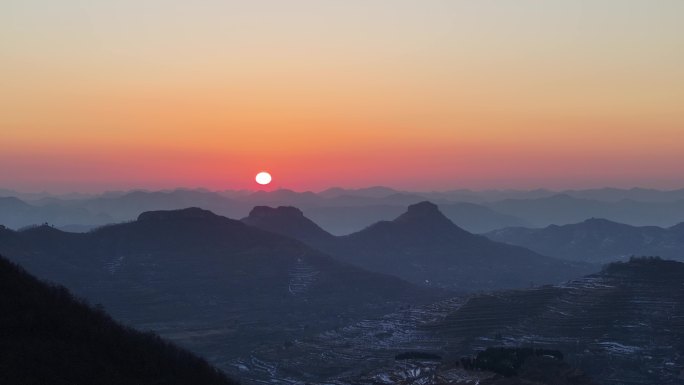 航拍 山东 临沂 岱崮地貌 沂蒙山 日出