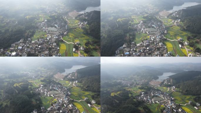 村庄自然风景大山航拍