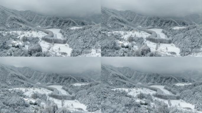 4K25P汉中龙池雪景环绕航拍延时