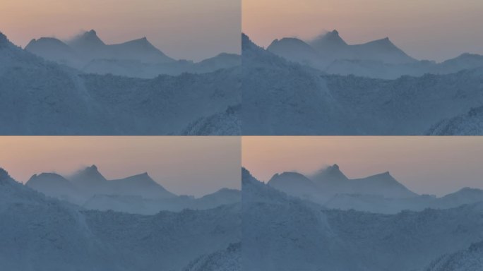 陕西西安秦岭山脉地标云海雪景航拍夕阳自然