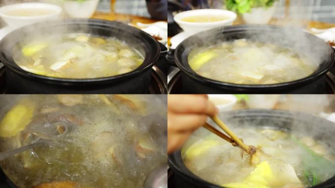 吃火锅煮菜夹菜