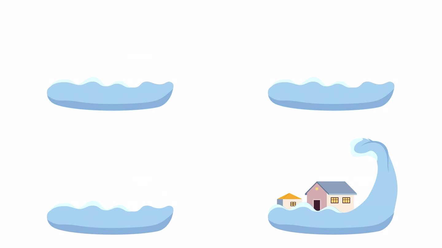 海啸自然灾害卡通动画